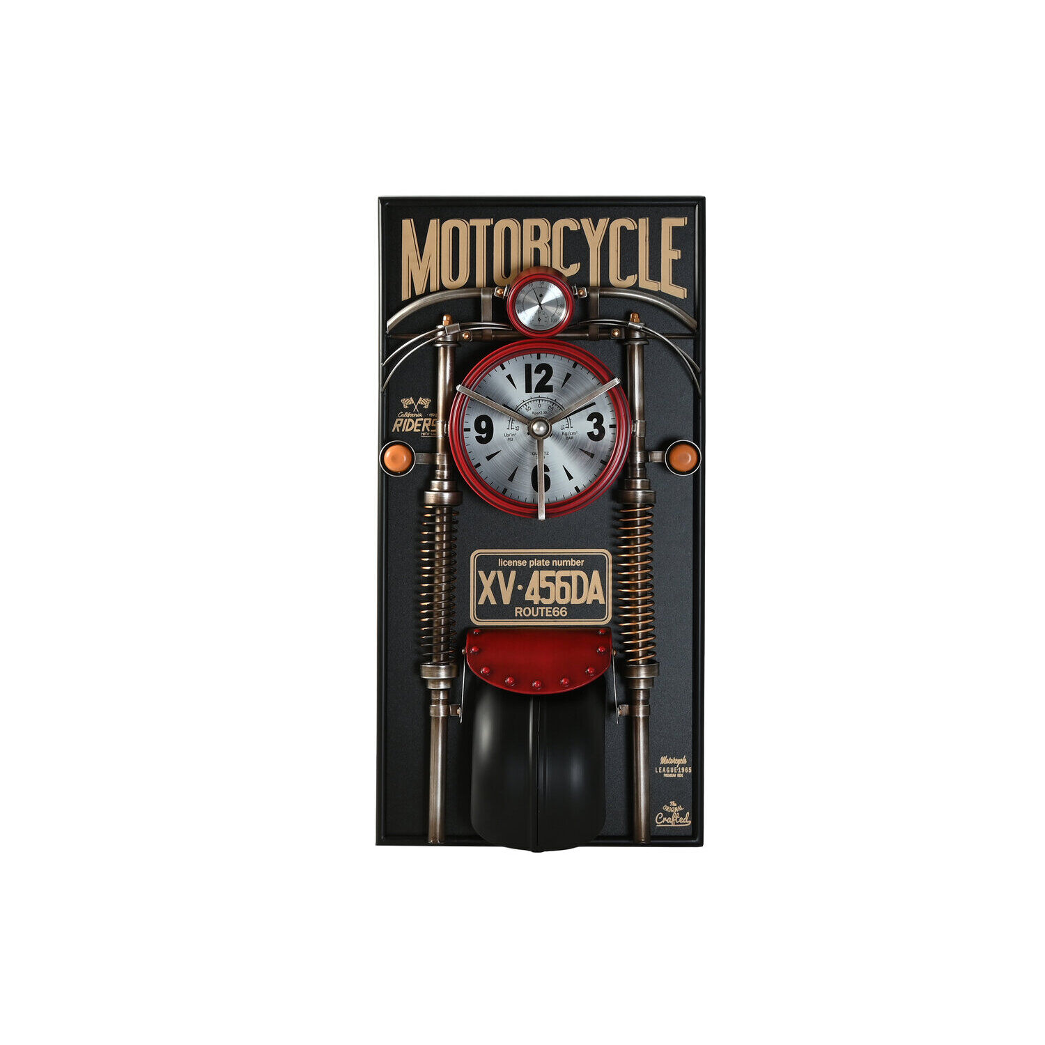 Reloj Pared Metal Pvc 60X18X120 Moto Rojo