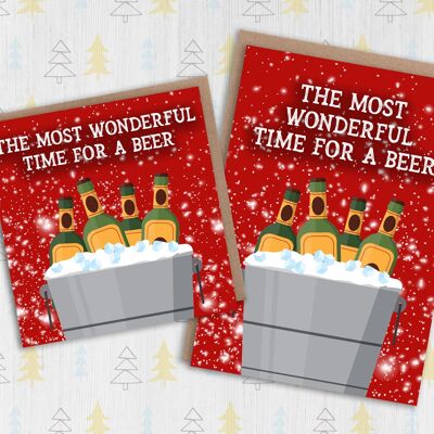 Weihnachtskarte: Schönste Zeit für ein Bier