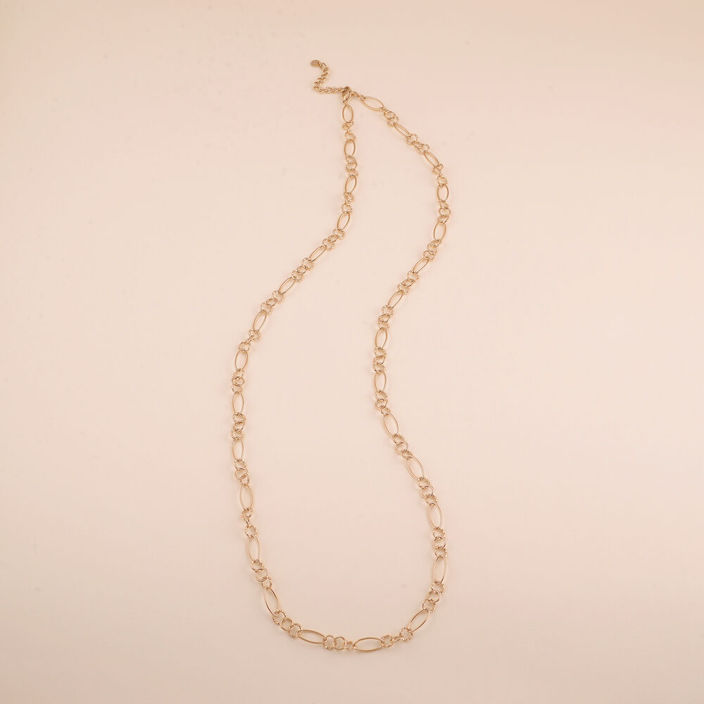 Necklace - alternating smooth oval links, textured and smooth round links.(Mesh thickness: 7mm)