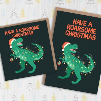 Tarjeta de Navidad de dinosaurios: Navidad rugiente
