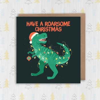 Carte de Noël dinosaure : Roarsome Christmas 2