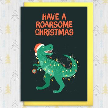 Carte de Noël dinosaure : Roarsome Christmas 3
