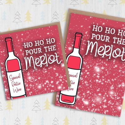 Wein-Weihnachtskarte: Merlot einschenken