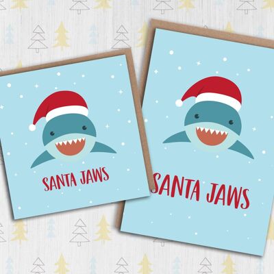 Carte de Noël requin : Santa Jaws