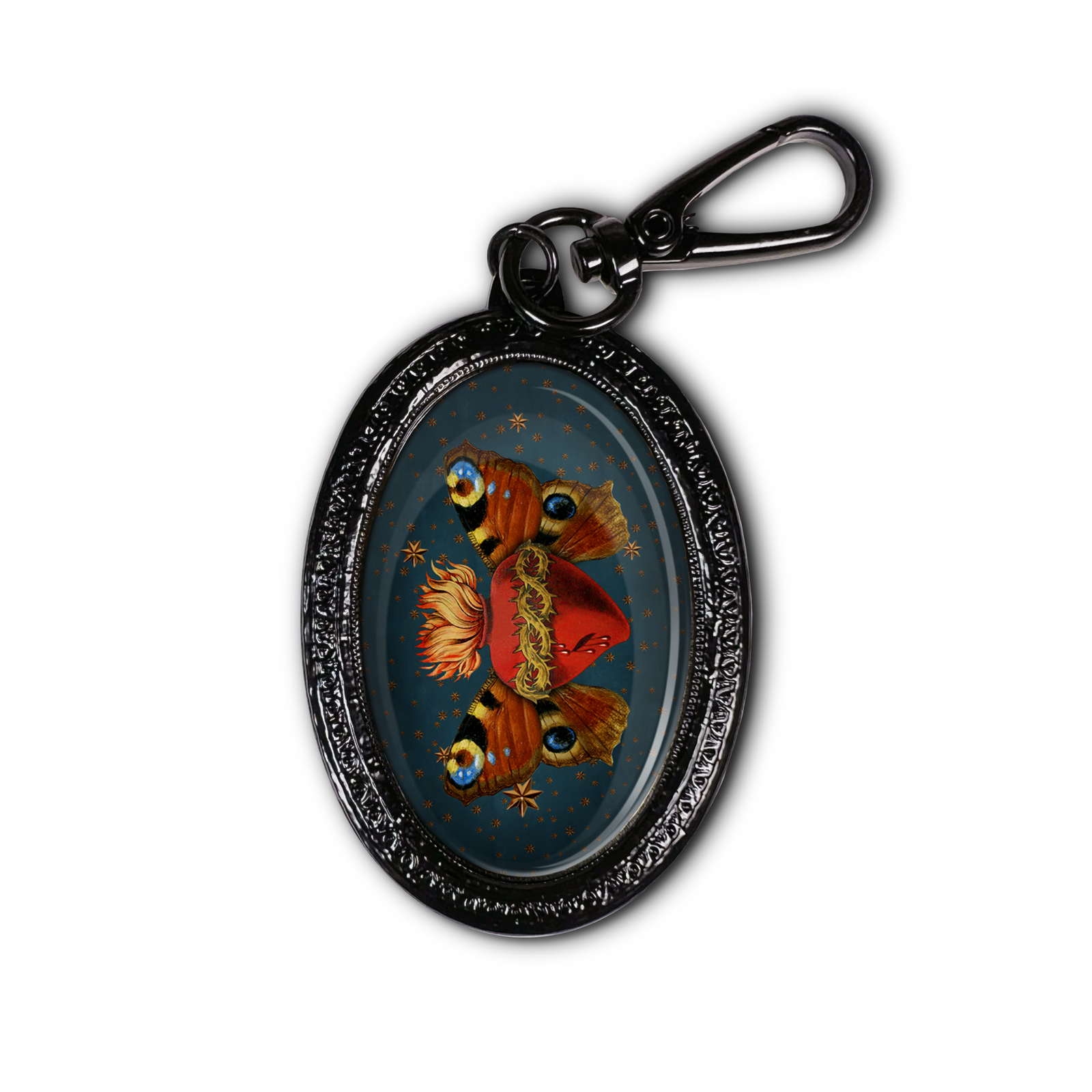 BLACK BUTTERFLY KEYCHAIN ​​HORIZONTAL SACRED HORIZONTAL
