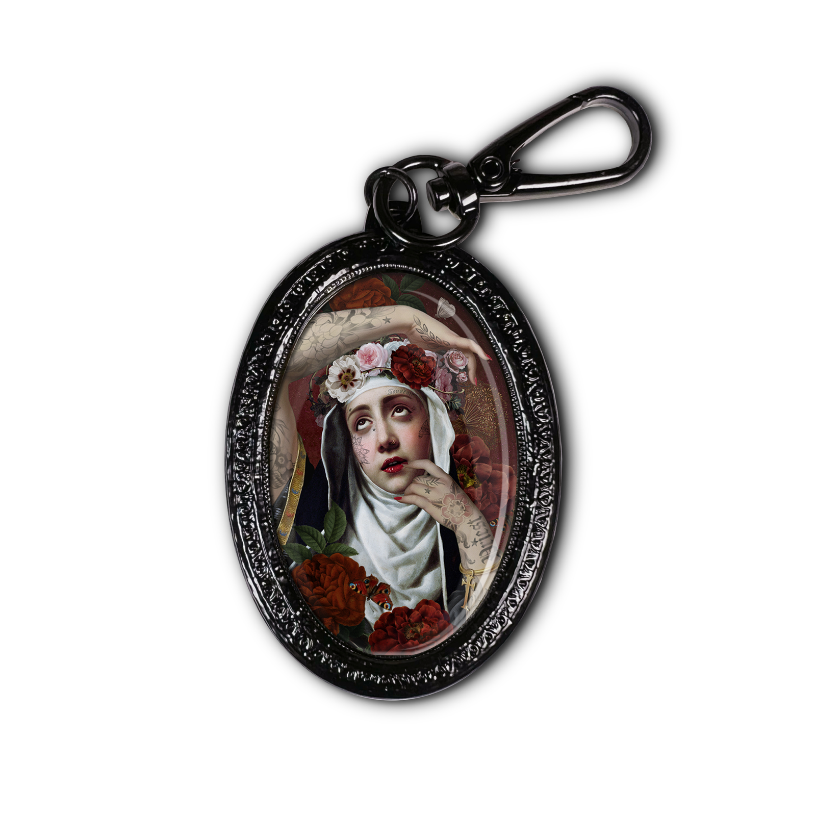 BLACK SAINT RITA KEYCHAIN