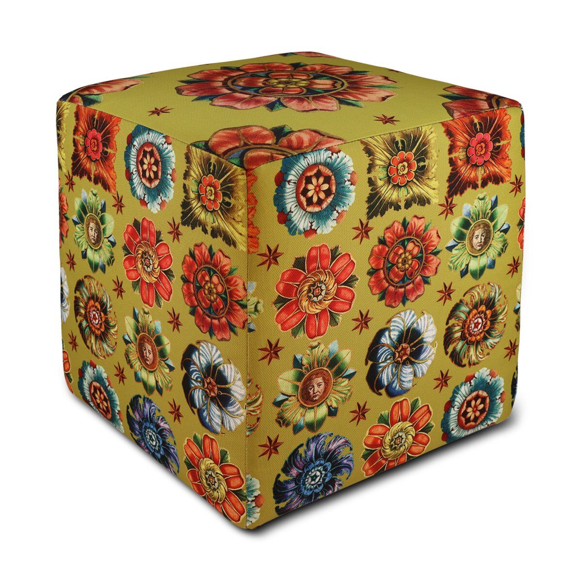OUTDOOR POUF WITH ROSES