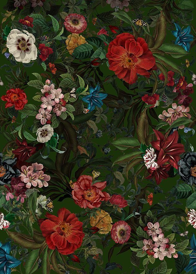 Lush Green Floral Fabric by the Meter