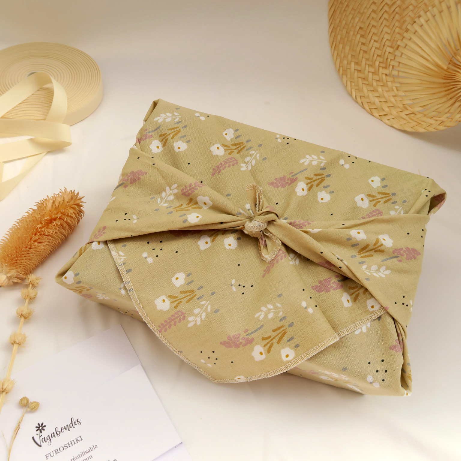Furoshiki réutilisable – Emballage cadeau en tissu - 49x49 cm et 70x70 cm