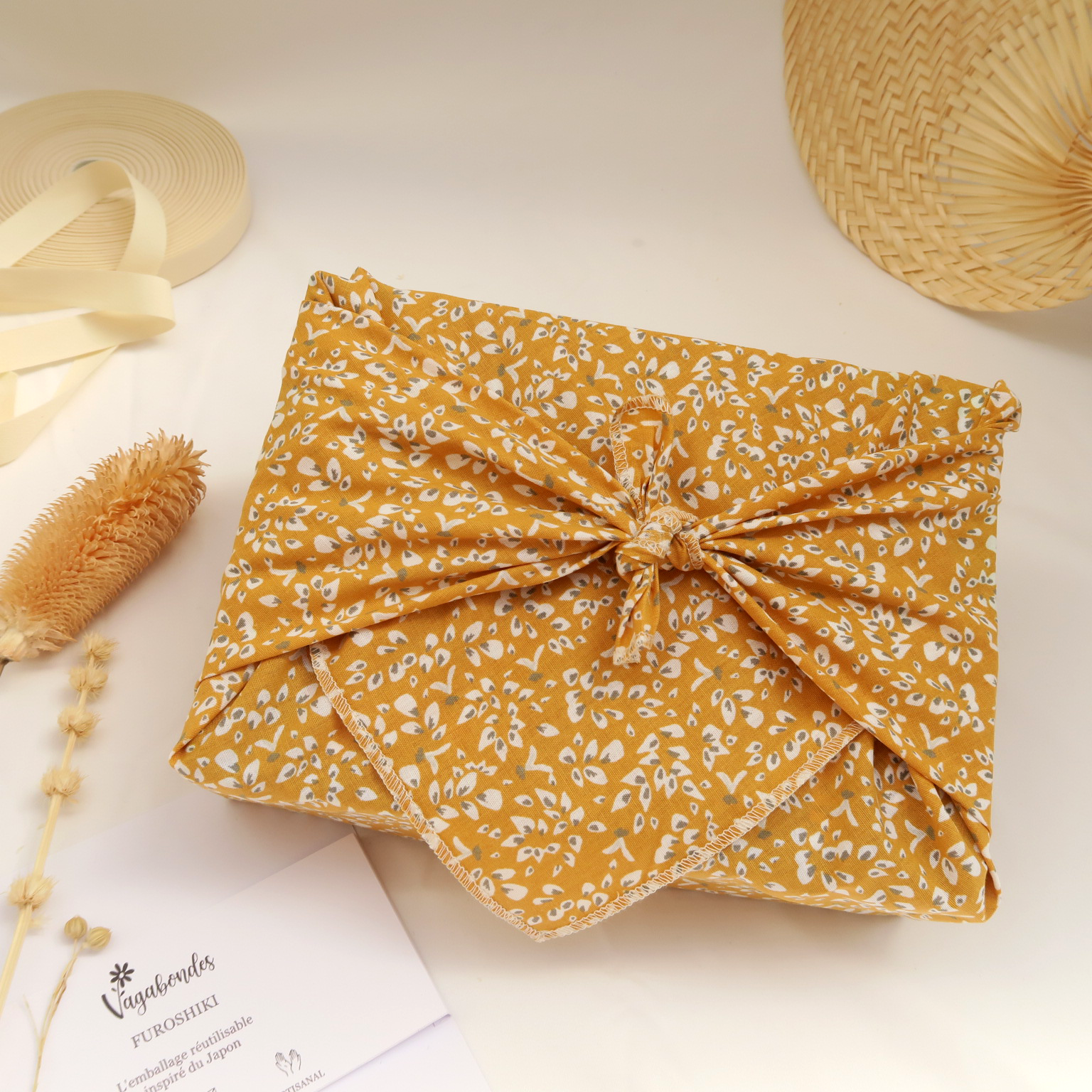 Furoshiki réutilisable – Emballage cadeau en tissu - 49x49 cm et 70x70 cm