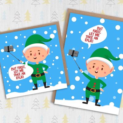Weihnachtskarte: Lass mich einen Elfen nehmen