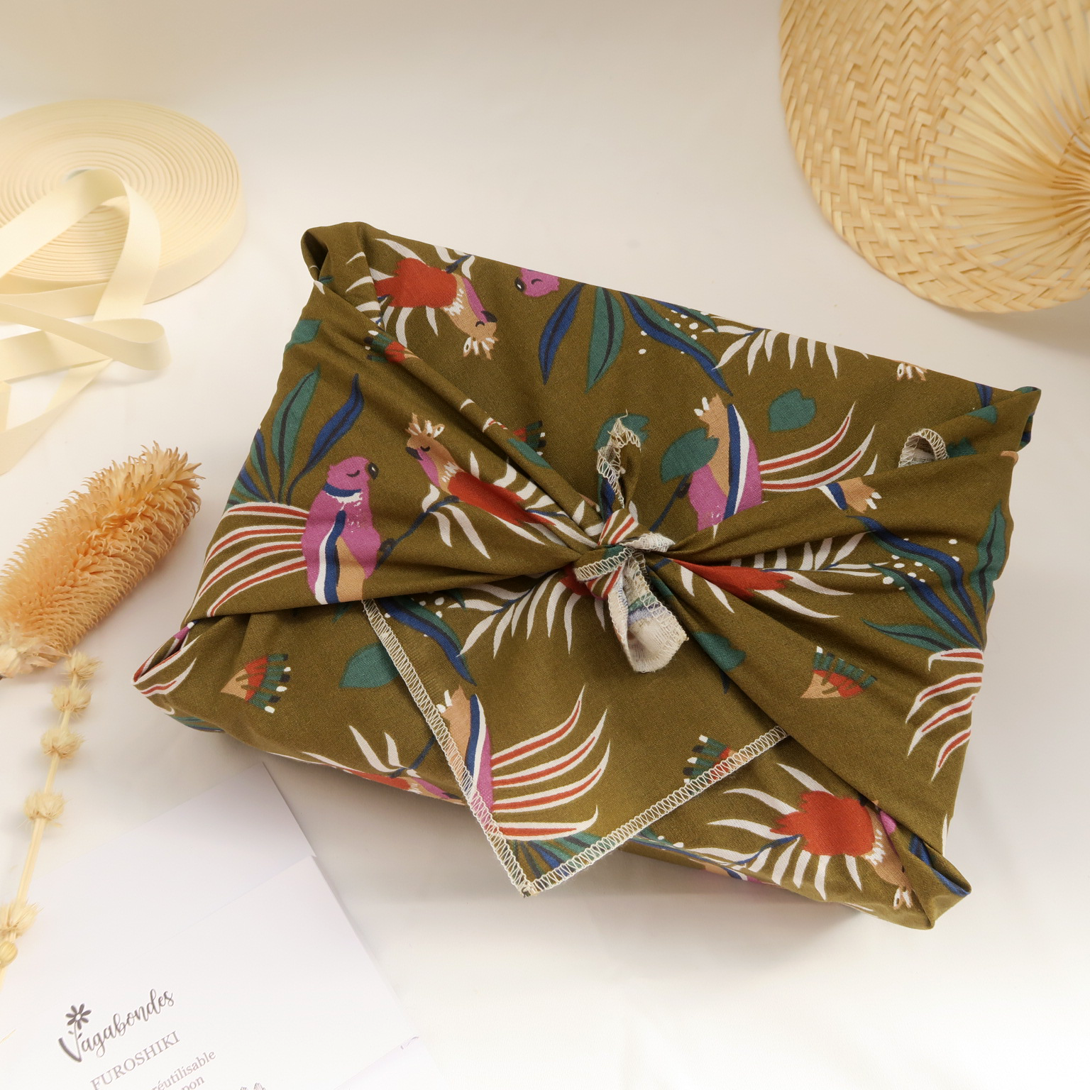 Furoshiki réutilisable – Emballage cadeau en tissu - 49x49 cm et 70x70 cm