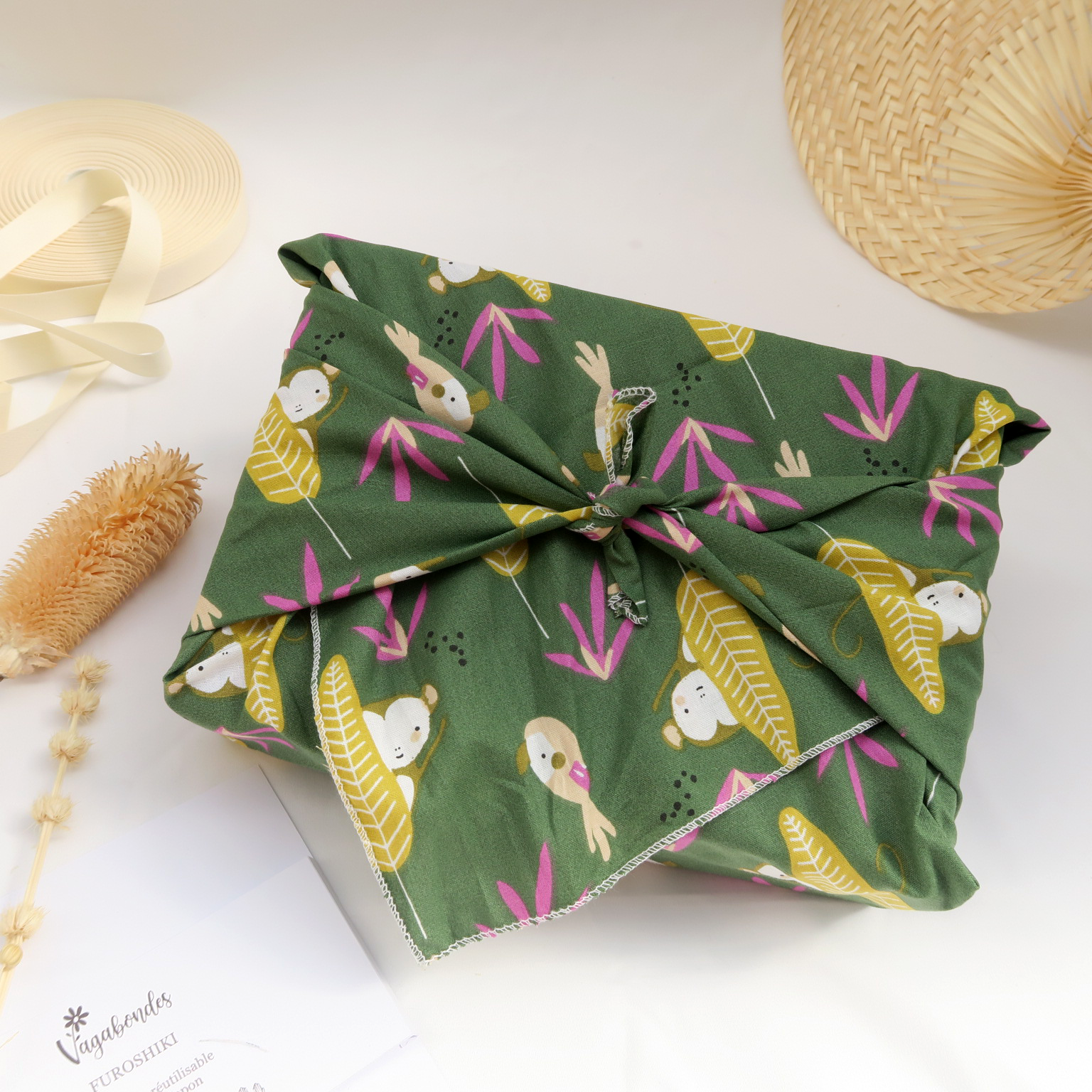 Furoshiki réutilisable – Emballage cadeau en tissu - 49x49 cm et 70x70 cm