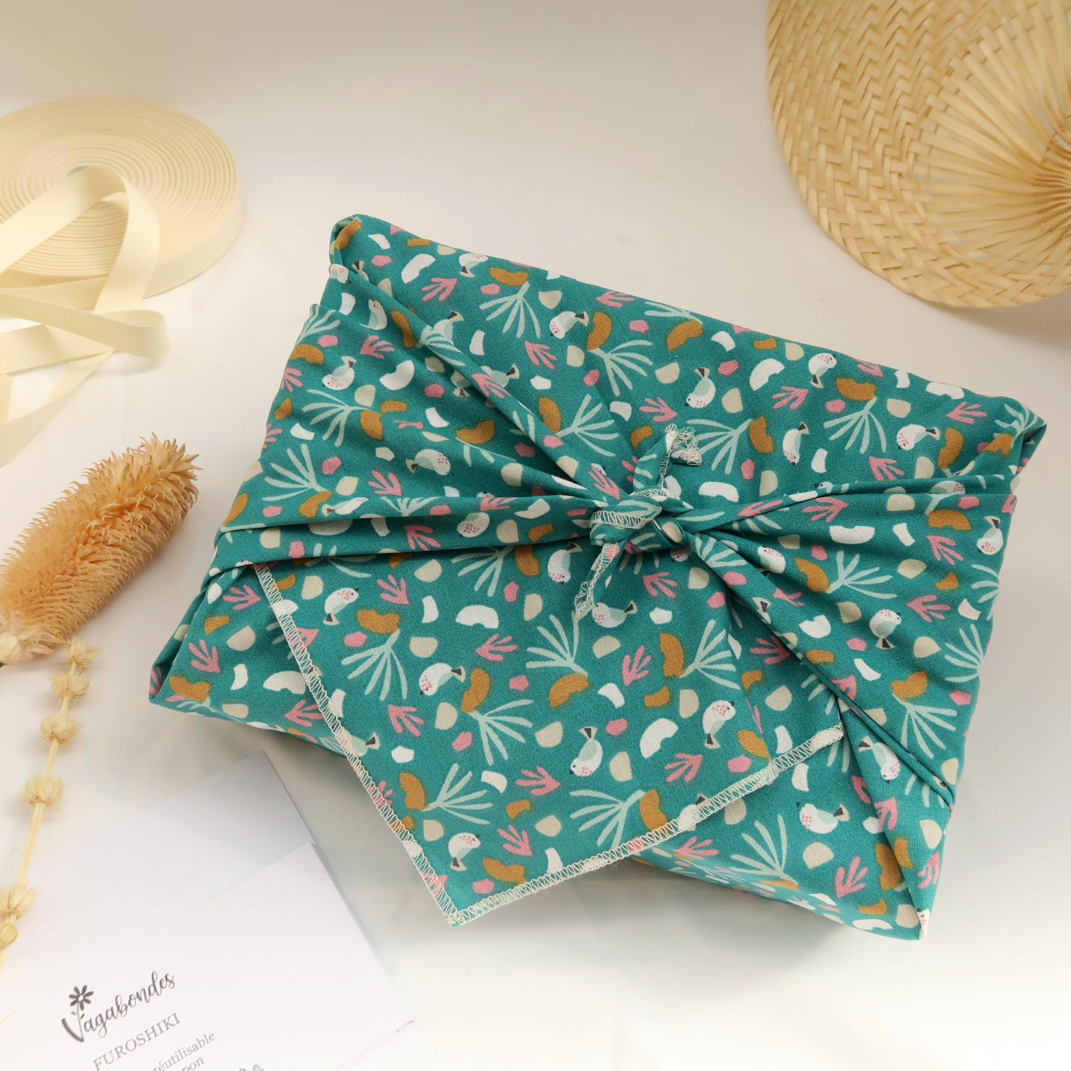 Furoshiki réutilisable – Emballage cadeau en tissu - 49x49 cm et 70x70 cm
