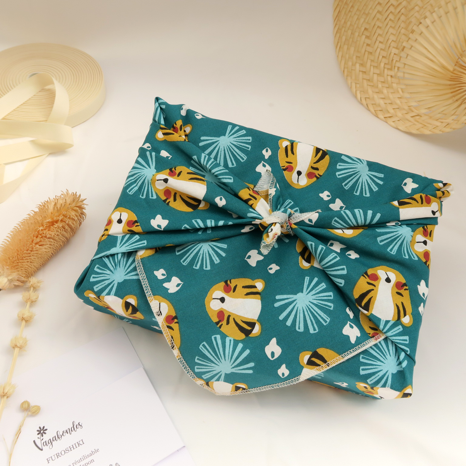 Furoshiki réutilisable – Emballage cadeau en tissu - 49x49 cm et 70x70 cm