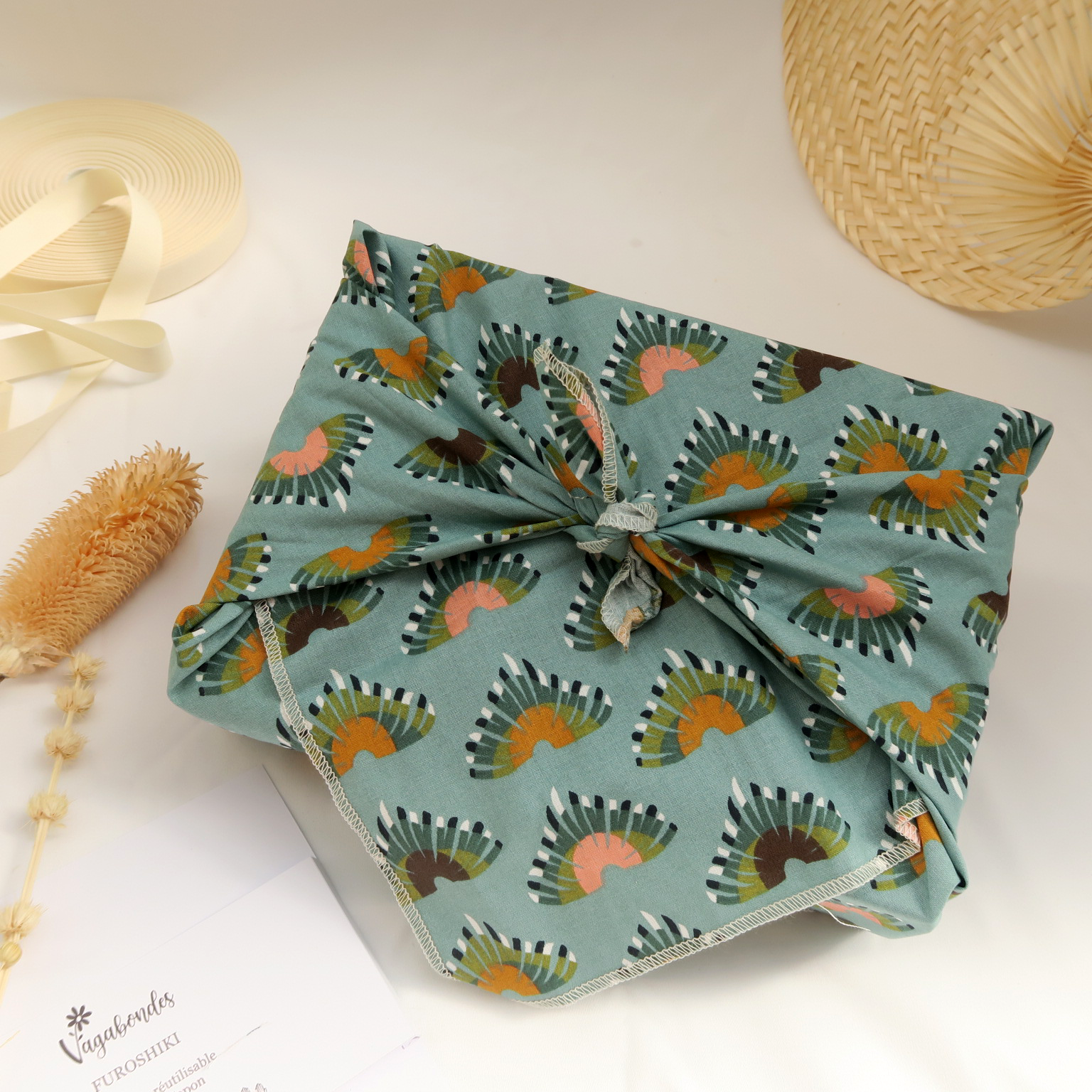 Furoshiki réutilisable – Emballage cadeau en tissu - 49x49 cm et 70x70 cm
