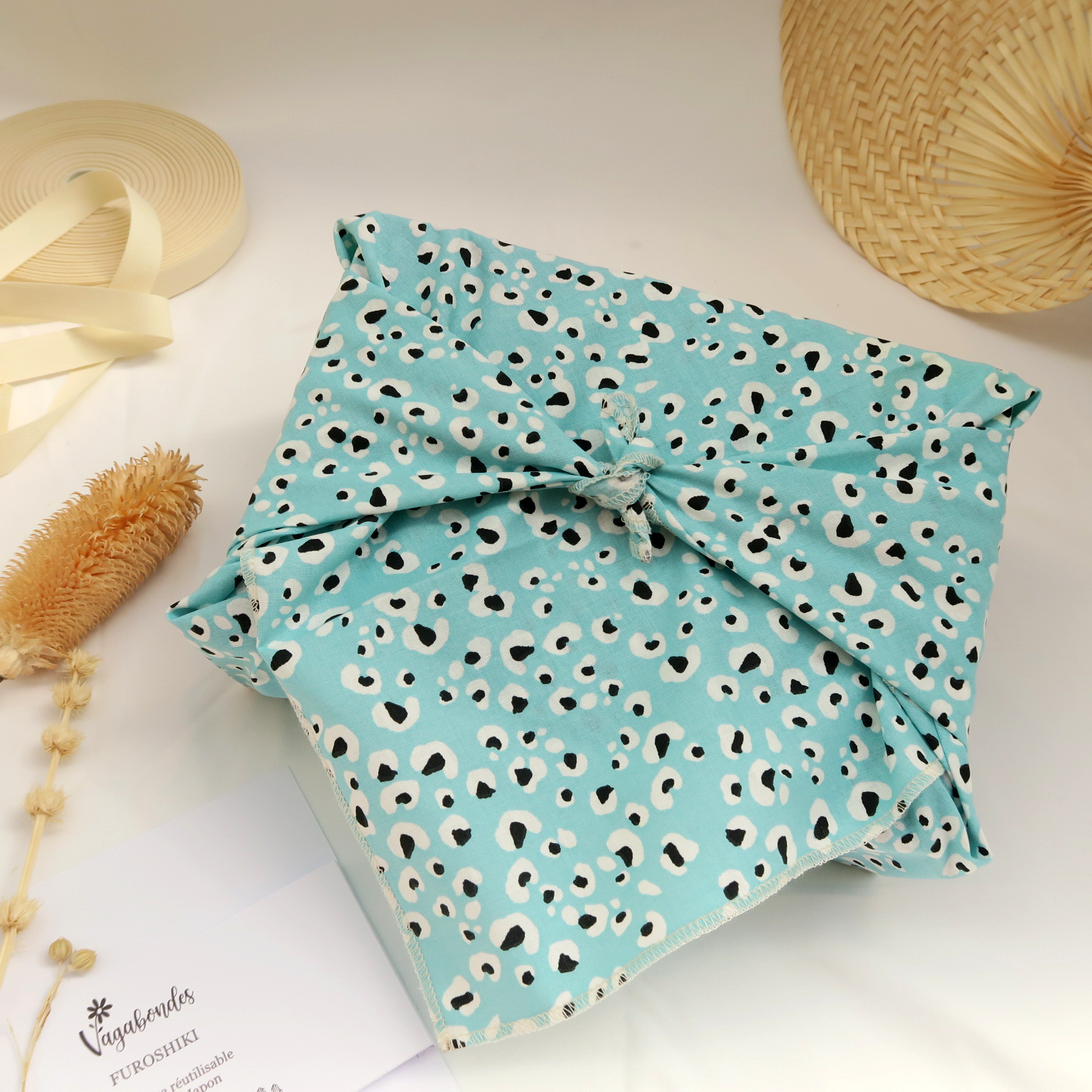 Furoshiki réutilisable – Emballage cadeau en tissu - 49x49 cm et 70x70 cm