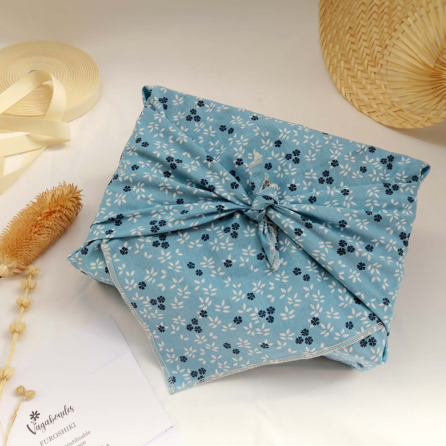 Furoshiki réutilisable – Emballage cadeau en tissu - 49x49 cm et 70x70 cm