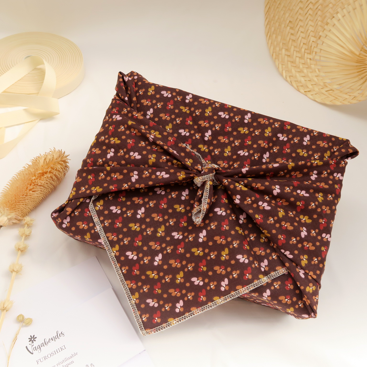Furoshiki réutilisable – Emballage cadeau en tissu - 49x49 cm et 70x70 cm