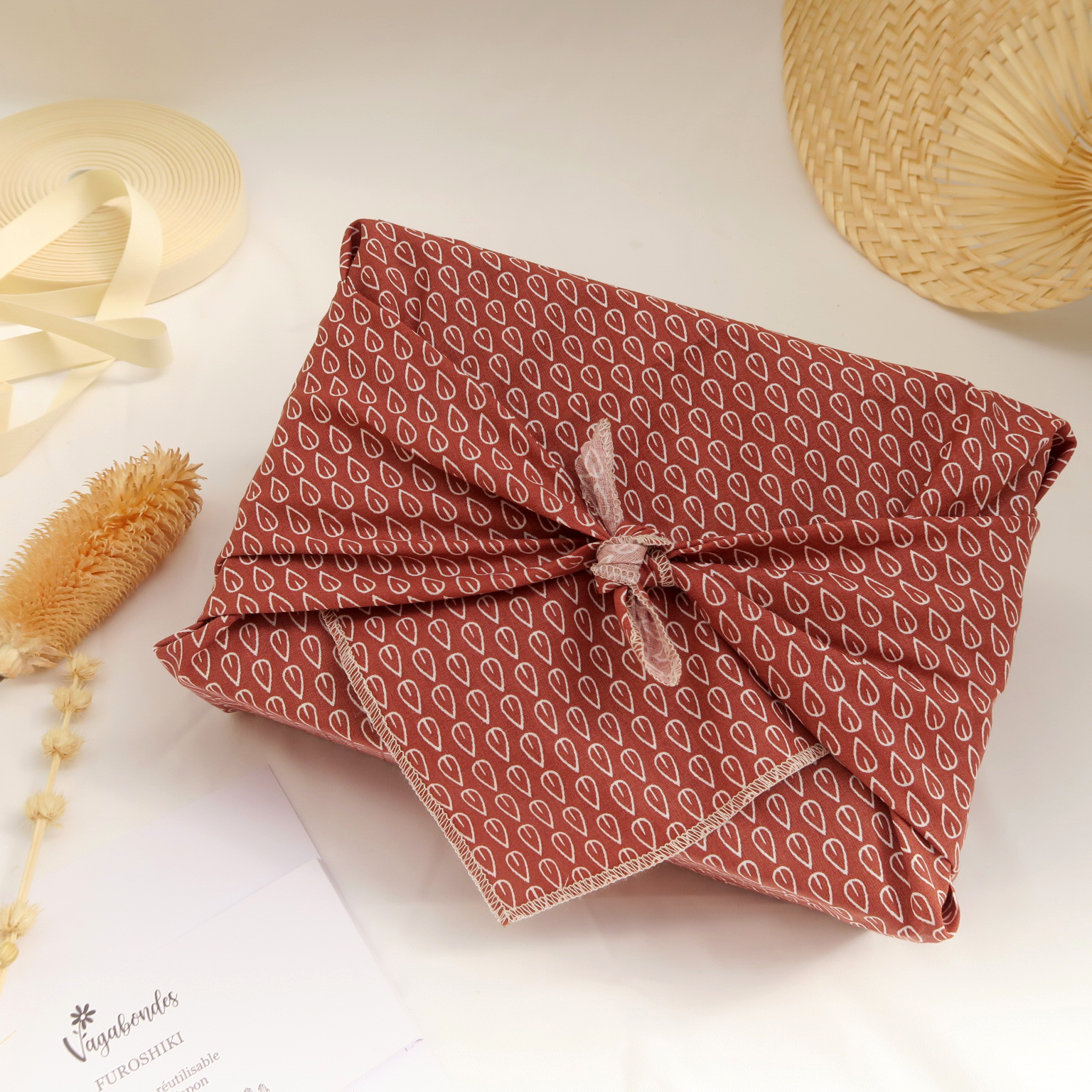 Furoshiki réutilisable – Emballage cadeau en tissu - 49x49 cm et 70x70 cm