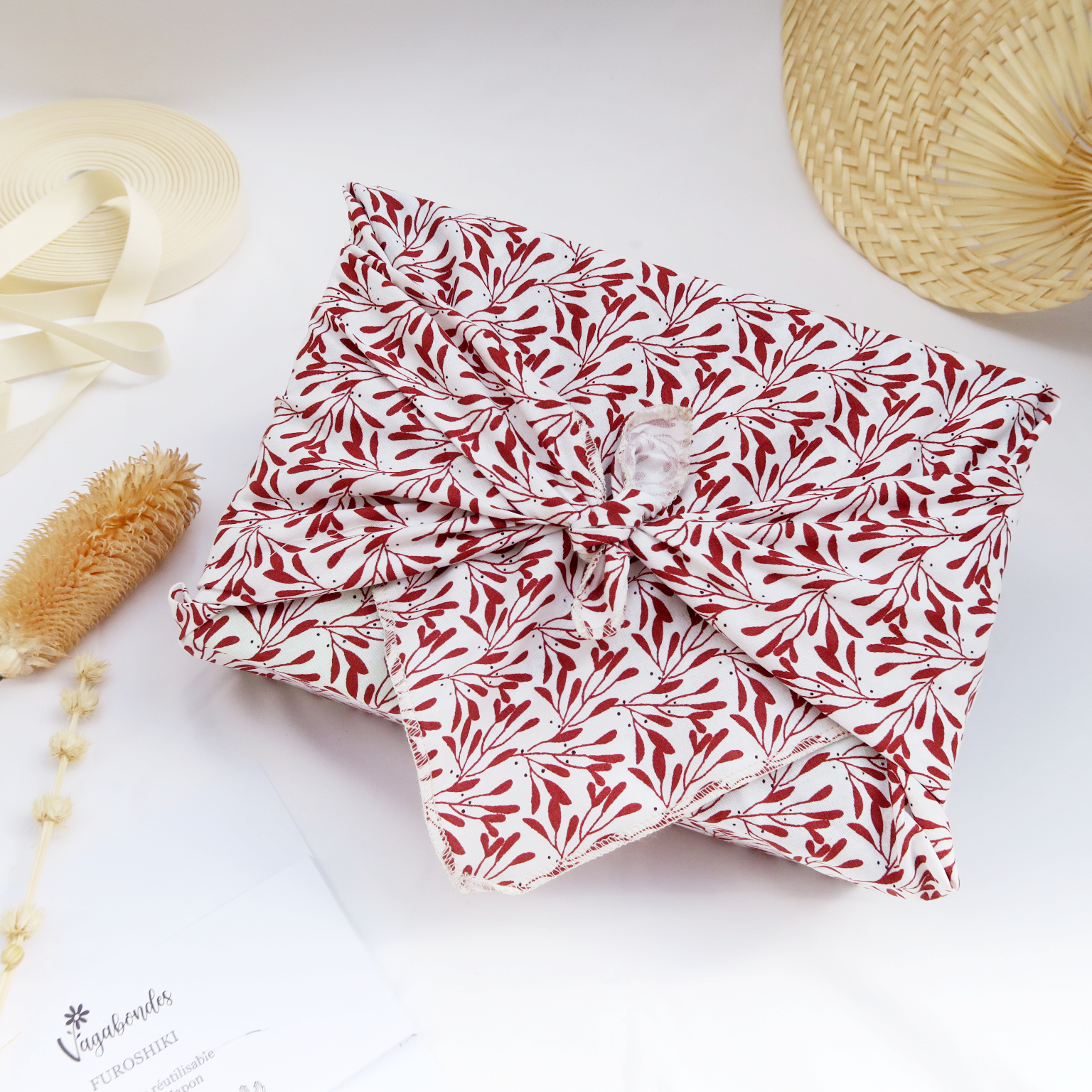 Furoshiki réutilisable – Emballage cadeau en tissu - 49x49 cm et 70x70 cm