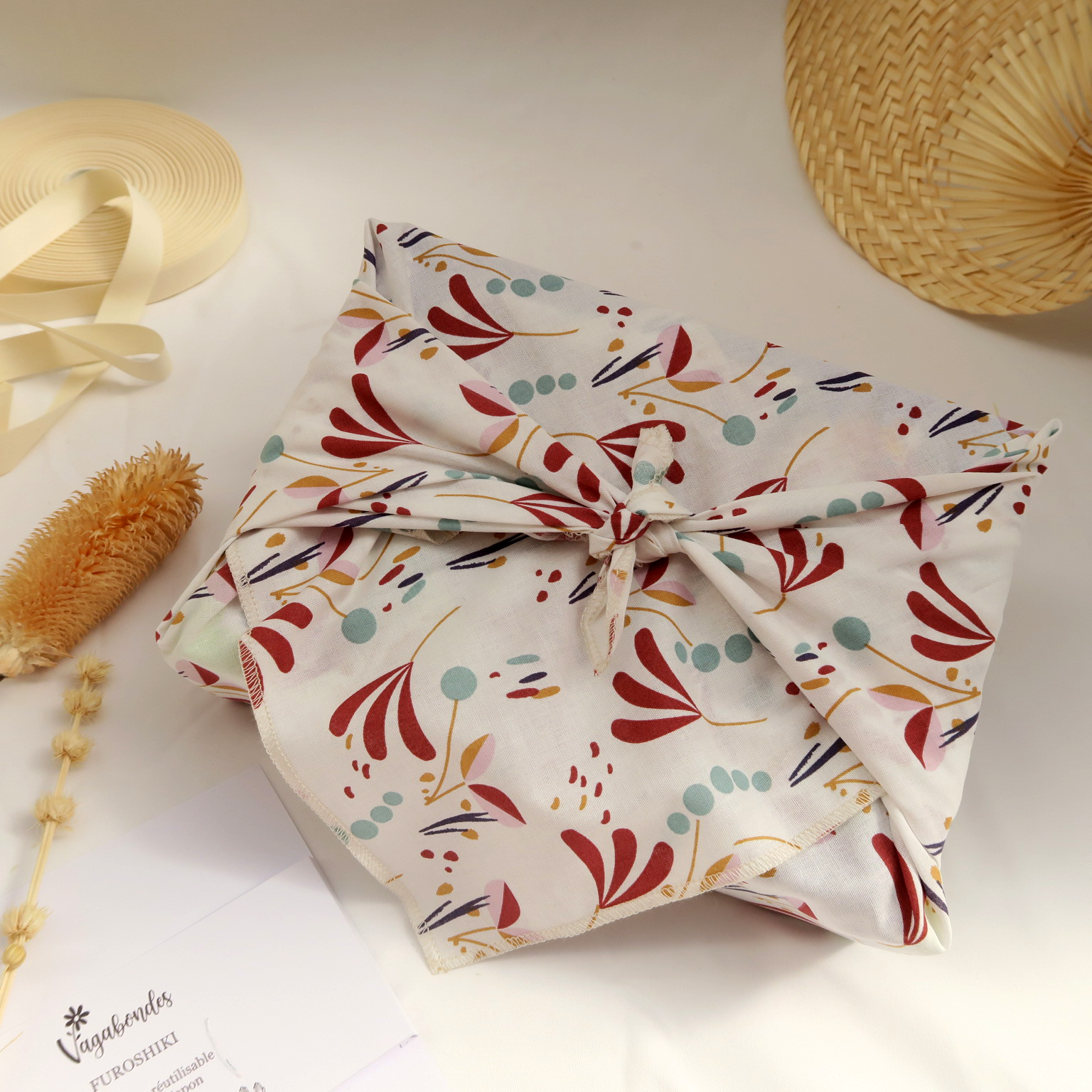 Furoshiki réutilisable – Emballage cadeau en tissu - 49x49 cm et 70x70 cm