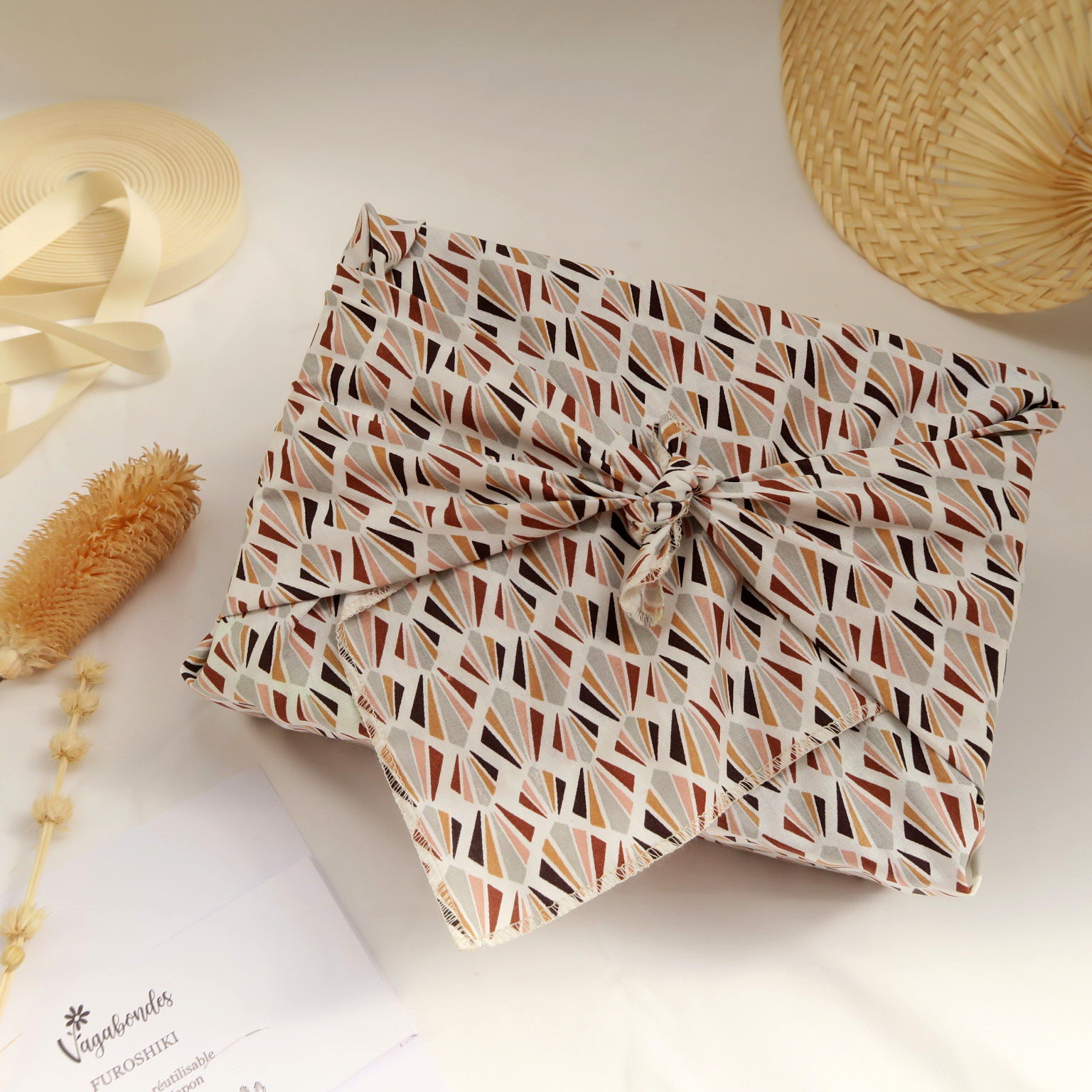 Furoshiki réutilisable – Emballage cadeau en tissu - 49x49 cm et 70x70 cm