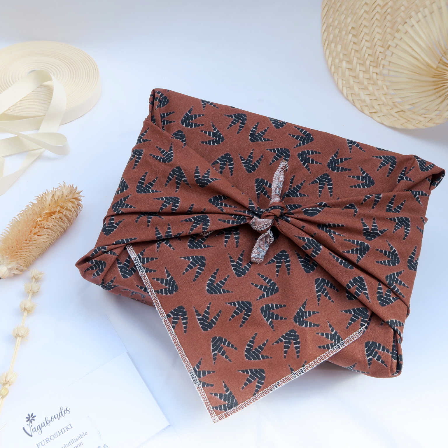 Furoshiki réutilisable – Emballage cadeau en tissu - 49x49 cm et 70x70 cm