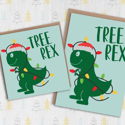 Cartolina di Natale con dinosauro: Tree Rex