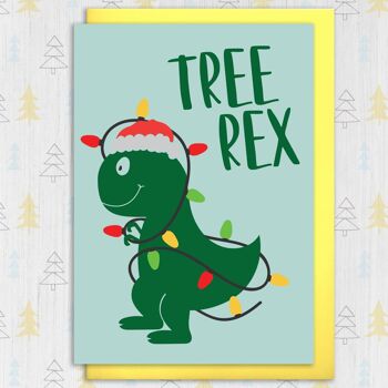Carte de Noël dinosaure : Tree Rex 3