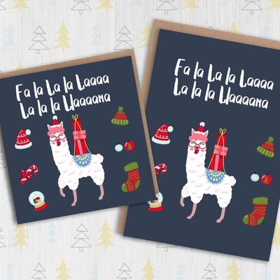 Llama Christmas card: Fa la llama