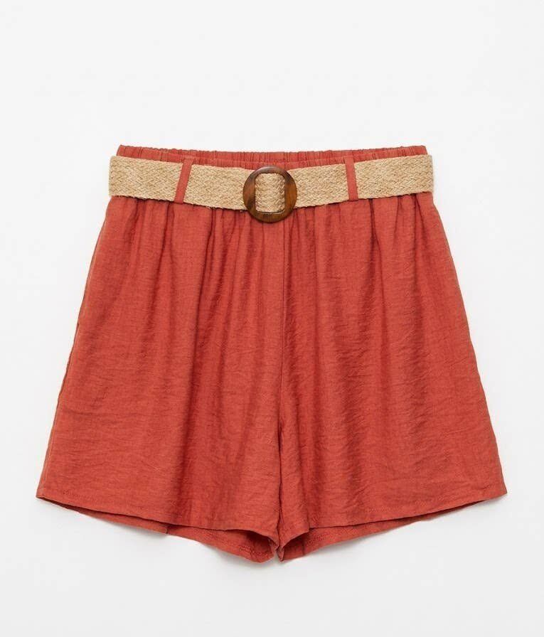 Flowy shorts with braided waistband