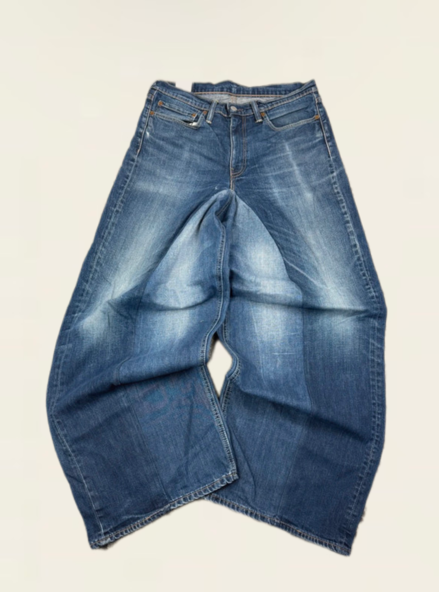 Pantalon baggy élargie unique en jean BLEU handmade upcyclé cotton