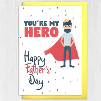 Carte fête des pères : Tu es mon héros 3