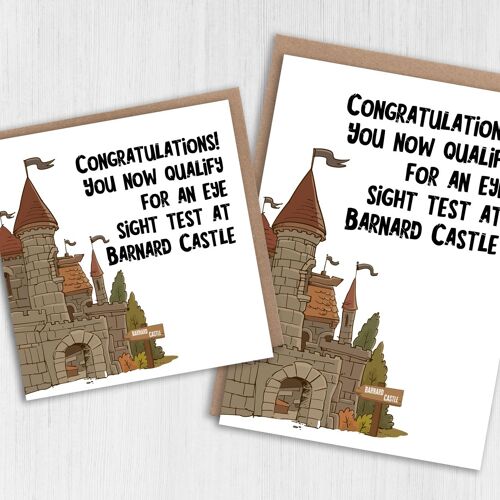 Birthday card: Barnard Castle eye test