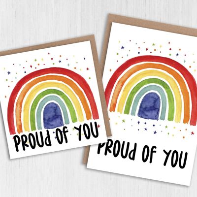 Congratulations card: Proud of you (rainbow)