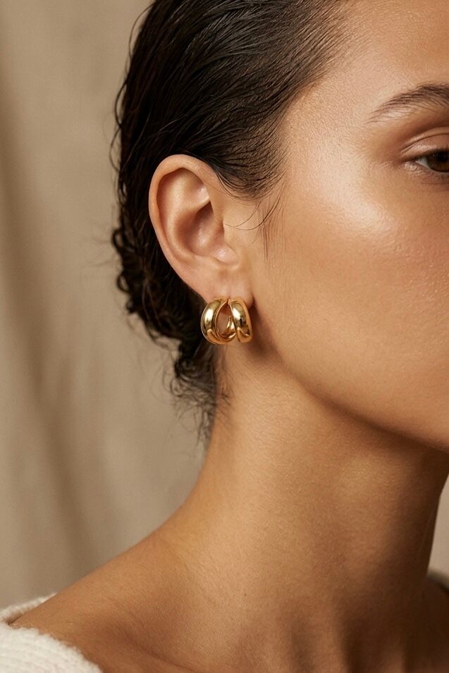 Boucles d'oreilles demi-créoles bombées en acier inoxydable 124AQ751