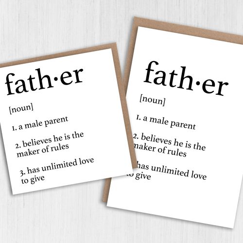 Father's Day, birthday card: Dictionary definition of father, dad