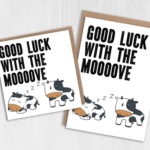 New home card: Good luck with the moooove