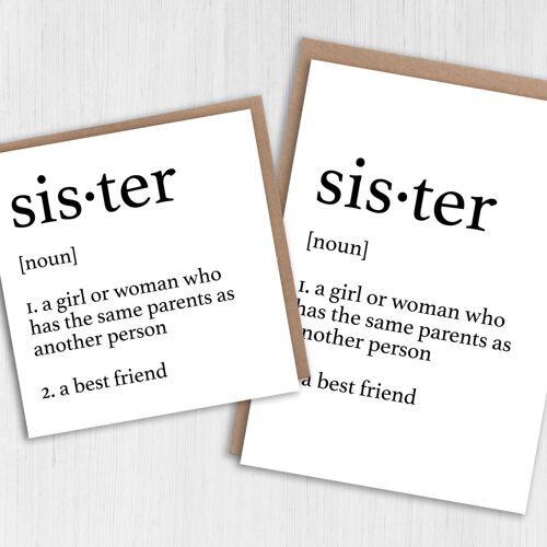 Birthday card: Dictionary definition of sister