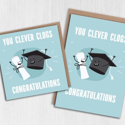 Congratulations card: Clever clogs graduation