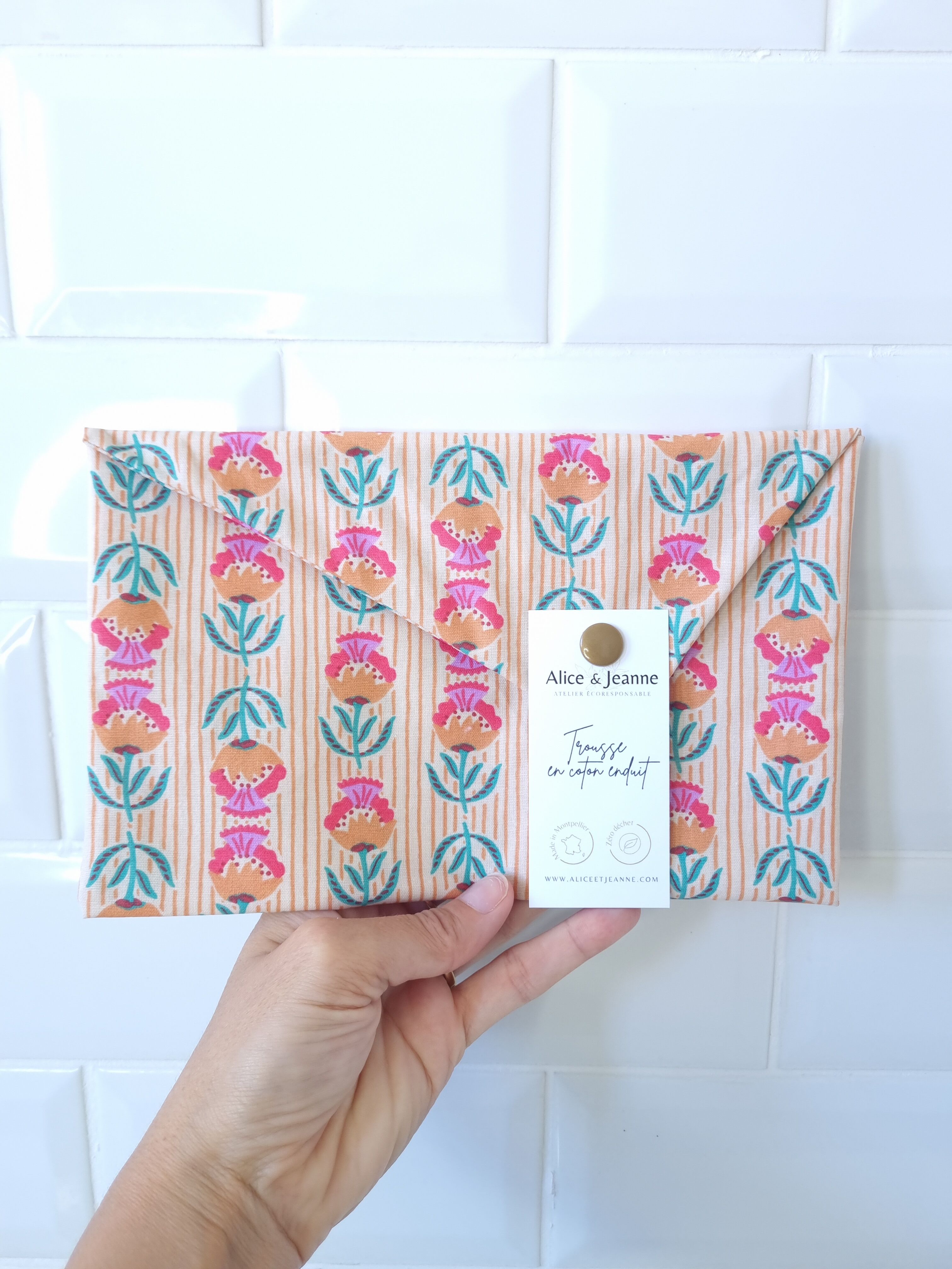 Emilie coated cotton makeup bag