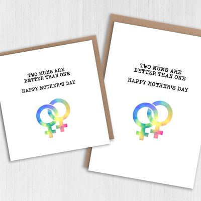 Carte fête des mères : Deux mamans, des mamans valent mieux qu'une