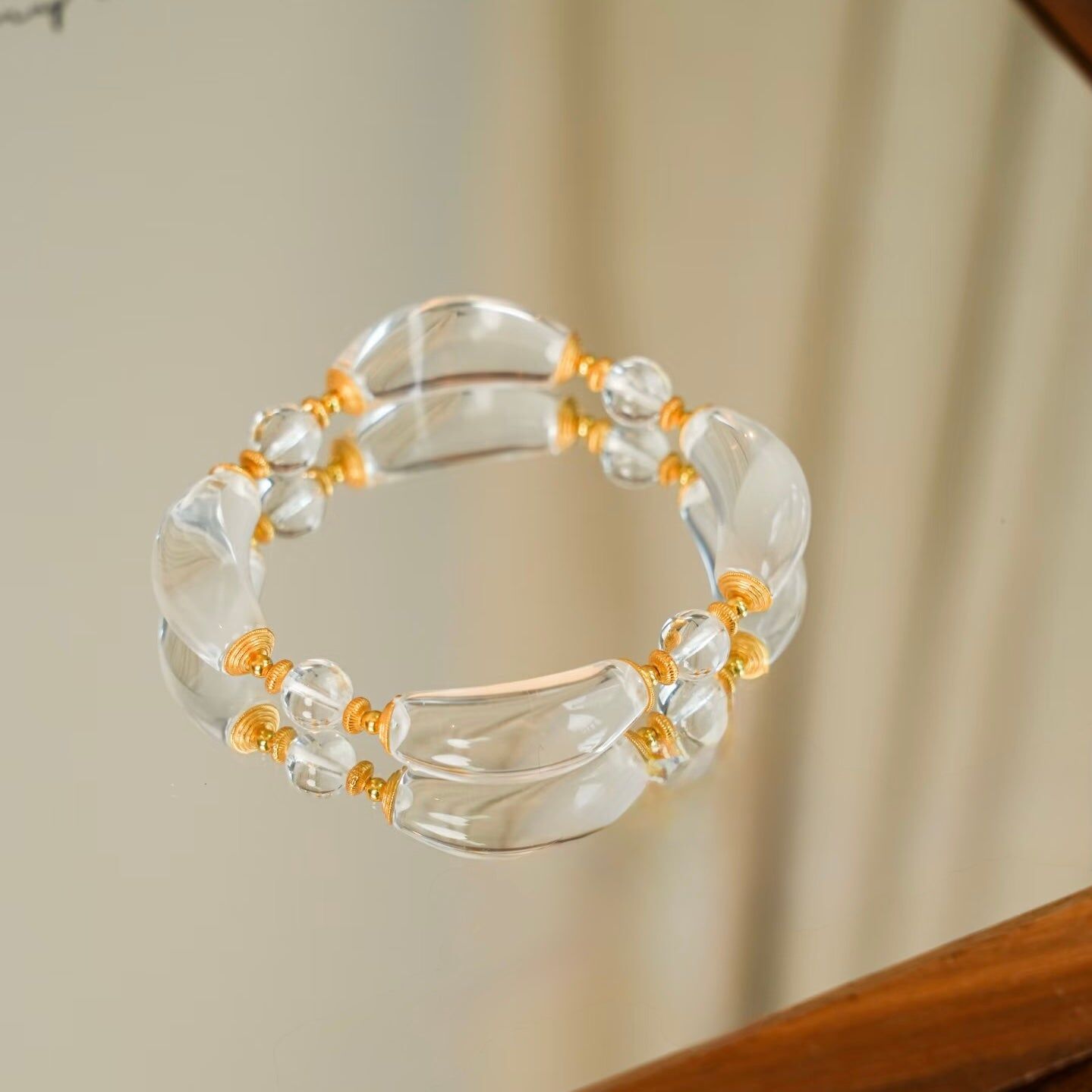 Moonlit Clear Quartz Crystal Bracelet