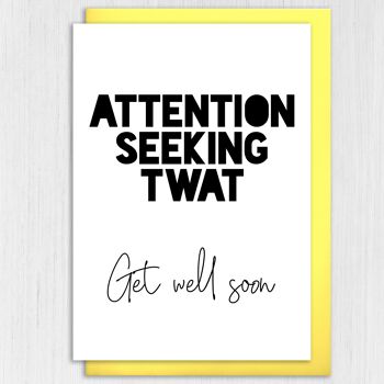 Rude get well soon card : attention cherchant une chatte 4