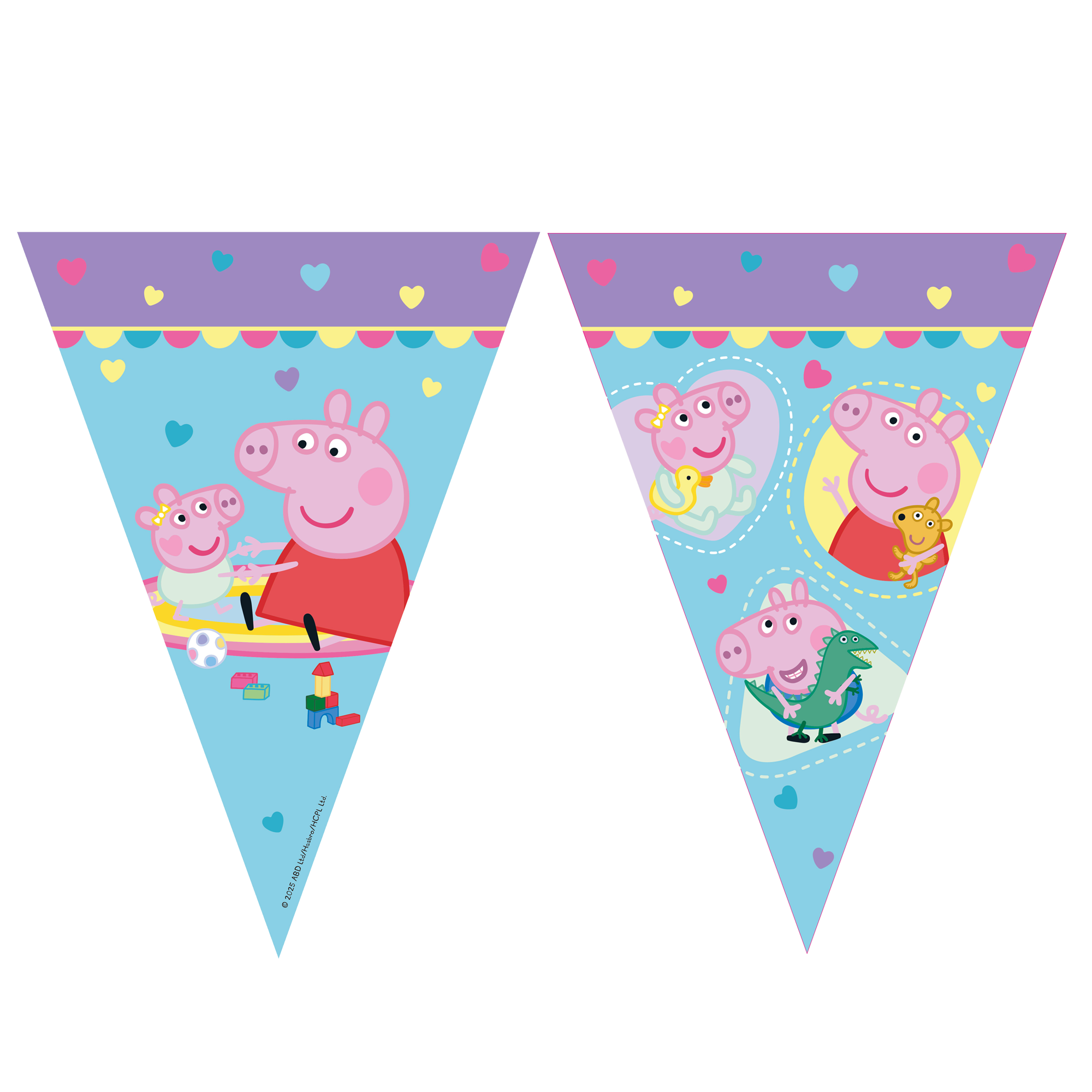 1 FSC-zertifizierte Dreiecksfahnen-Girlande aus Papier (9 Fahnen) – Peppa Pig – Mit Liebe gemacht