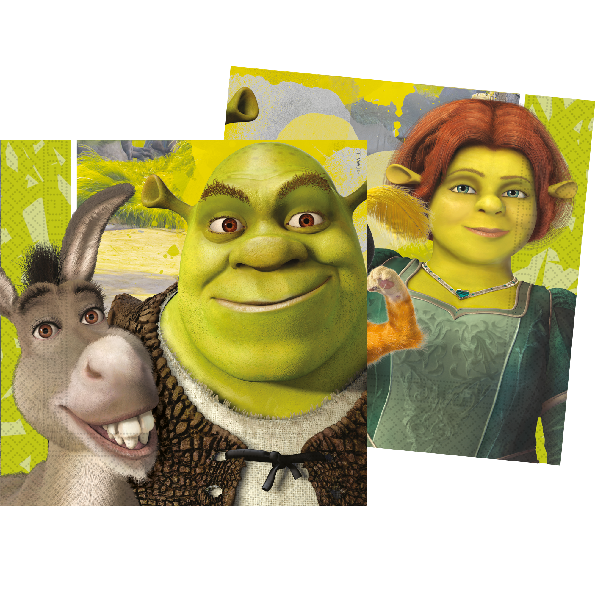 20 FSC-zertifizierte, zweilagige Papierservietten 33x33cm – Shrek