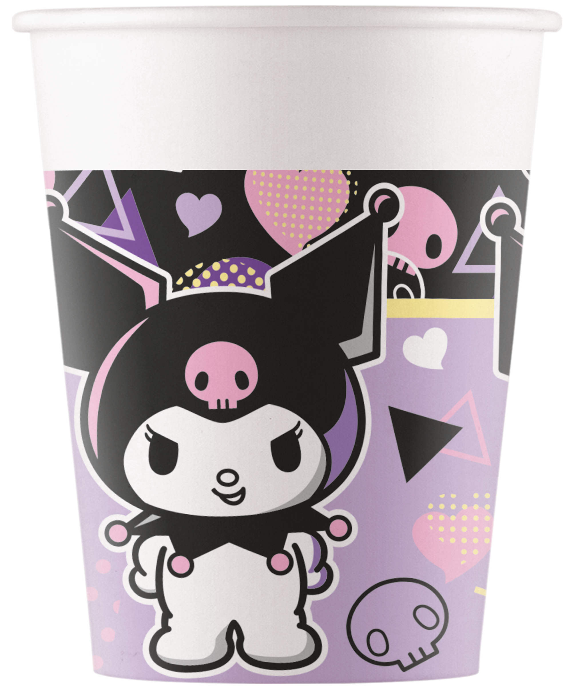 8 FSC-zertifizierte Pappbecher 200 ml – Kuromi Pop Art