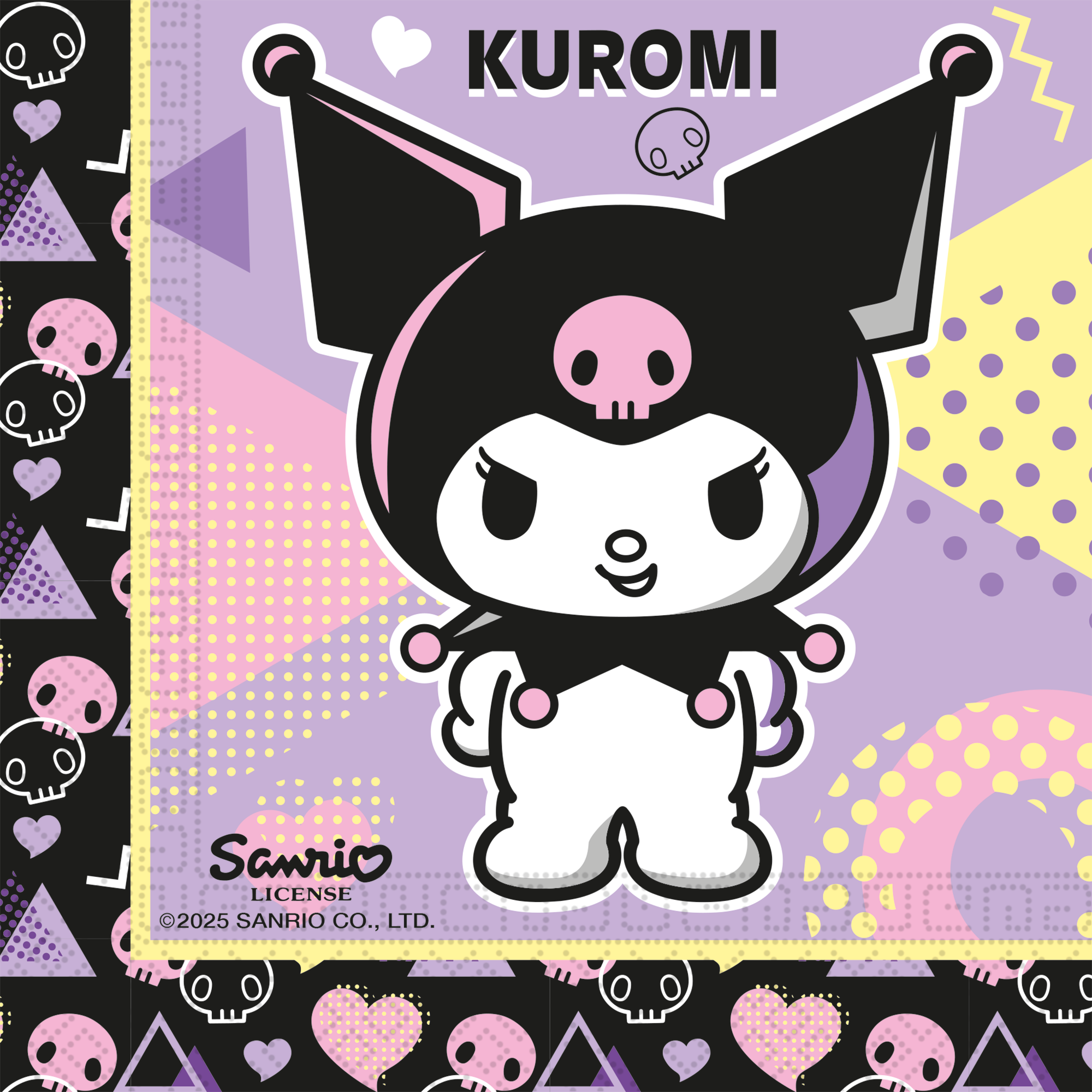 20 FSC-zertifizierte, zweilagige Papierservietten, 33 x 33 cm – Kuromi Pop Art