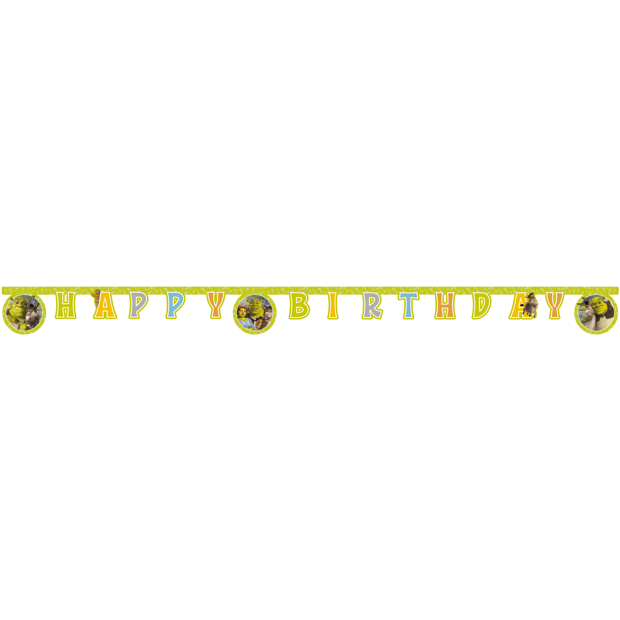1 FSC-zertifiziertes „Happy Birthday“-Papierbanner mit Shrek-Motiv